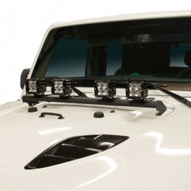 Supports 4 phares LED sur charnières de capot Jeep Wrangler JK