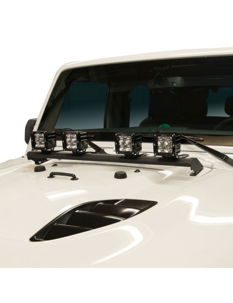 Supports 4 phares LED sur charnières de capot Jeep Wrangler JK