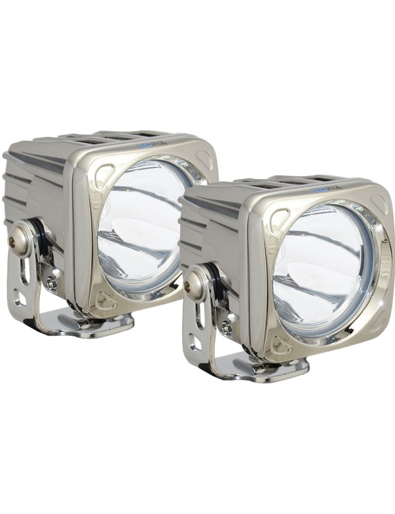 Kit phares LED Optimus Square Chrome 10 watts Vision X