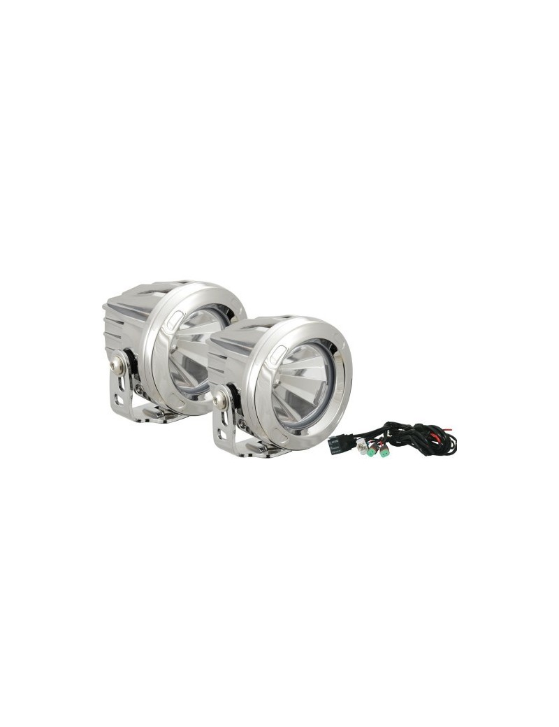 Kit phares LED Optimus Round Chrome 10 watts Vision X