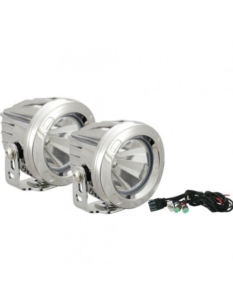 Kit phares LED Optimus Round Chrome 10 watts Vision X