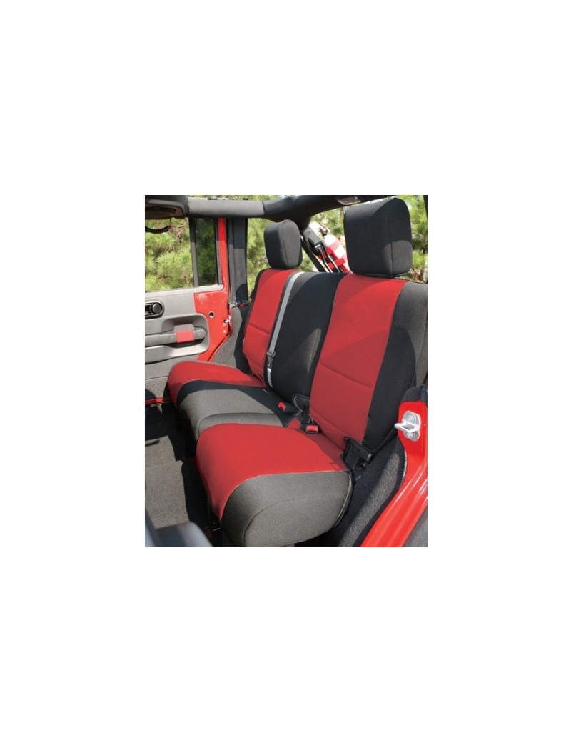 Housses sièges arrière Rugged Ridge Black/Red Jeep Wrangler JK Unlimited