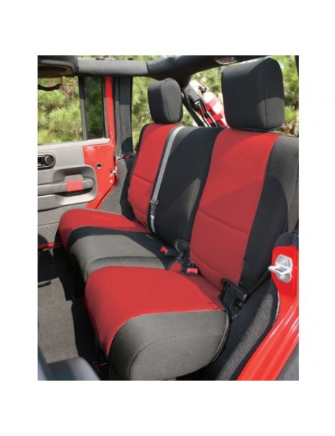 Housses sièges arrière Rugged Ridge Black/Red Jeep Wrangler JK Unlimited