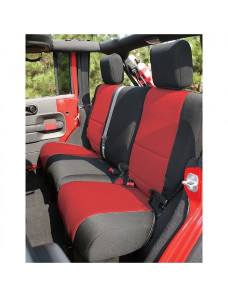 Housses sièges arrière Rugged Ridge Black/Red Jeep Wrangler JK Unlimited