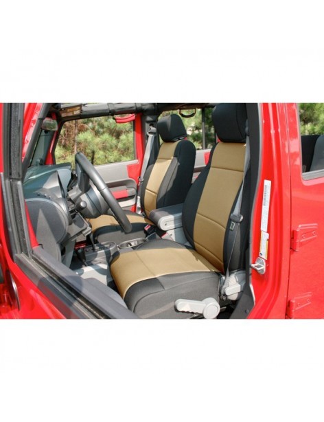 Housses sièges avant Rugged Ridge Black et Tan Jeep Wrangler JK