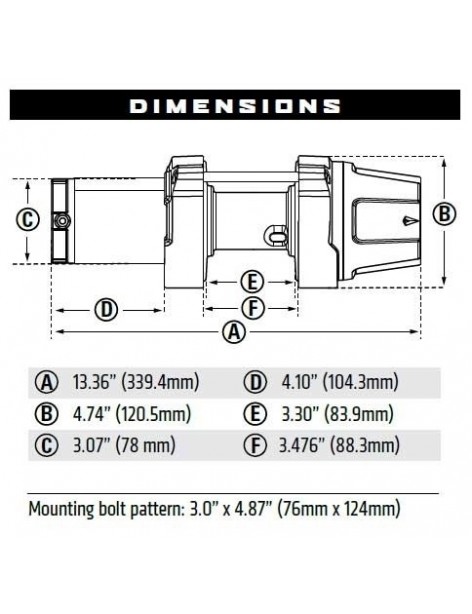 Treuil Warn Powersport VRX 35-S Corde synthétique 1,5 tonnes 12 volts