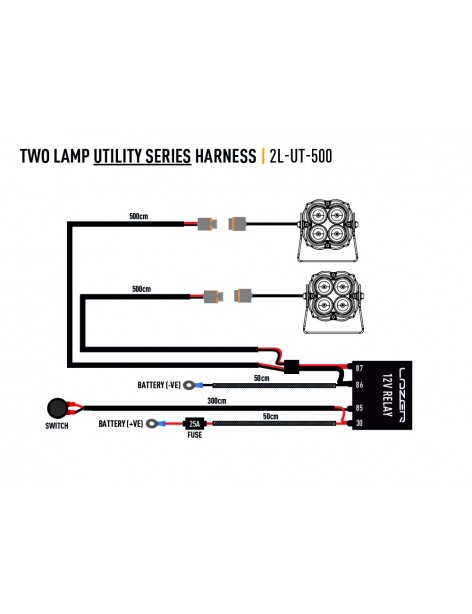 Kit faisceau électrique de montage pour phares Utility Series Lazer Lamps