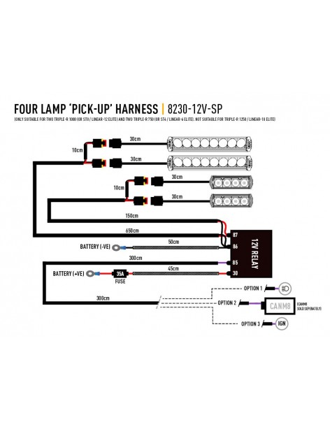 Kit faisceau branchement pour 4 Barres LED Lazer Lamps