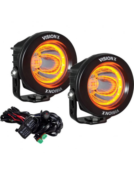 Kit Phares LED Optimus Halo Ambre Black 10 Watts Vision X