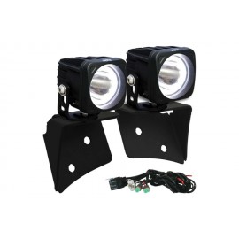 Kit phares LED Optimus Round 3" 25 Vision X + supports Jeep Wrangler JK