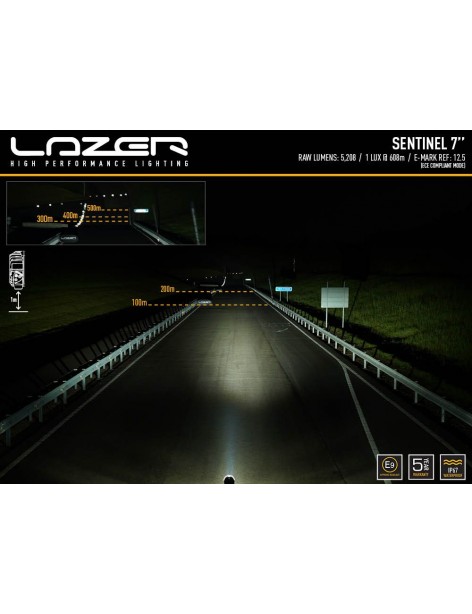 Phare Led Sentinel Noir 7 pouces Lazer Lamps